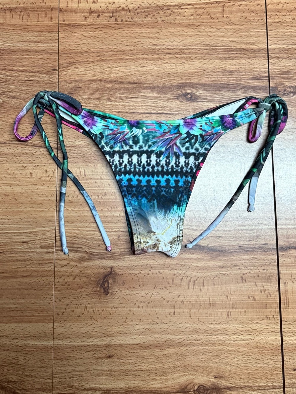 Women’s Floral Print Brazilian Bikini Bottom with Ruched Back Swimwear